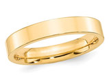 Mens 14K Yellow Gold 4mm Flat Comfort Fit Wedding Band Ring